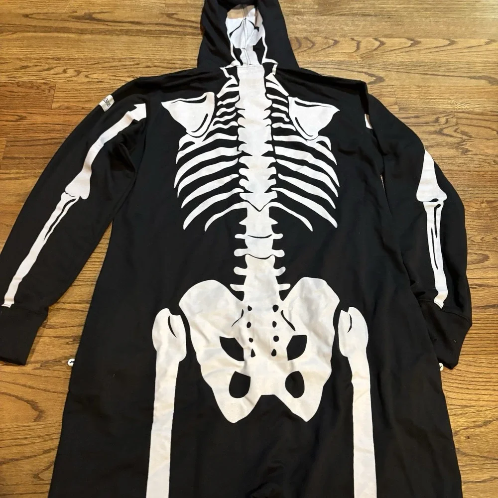 TIPSY ELVES ONE‎ PIECE ZIP UP MASK SKELETON JUMPSUIT Unisex Size XL HALLOWEEN - Picture 8 of 14
